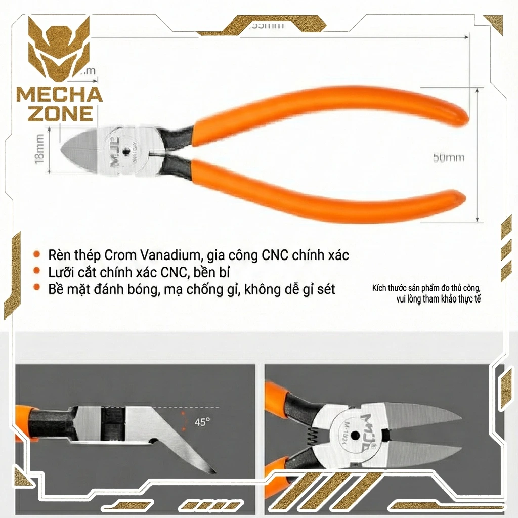 Kìm mỏ vịt 2 Lưỡi Cắt Mô Hình Nghiêng 45 Độ Meijialong (MJL 1804) 7 mechazone kim 2 luoi mjl 2